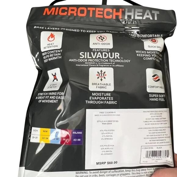 Free Country MicroTech Heat Base Layer Pants ~ 2-Pair Pack ~ Size Large NEW - Picture 10 of 11